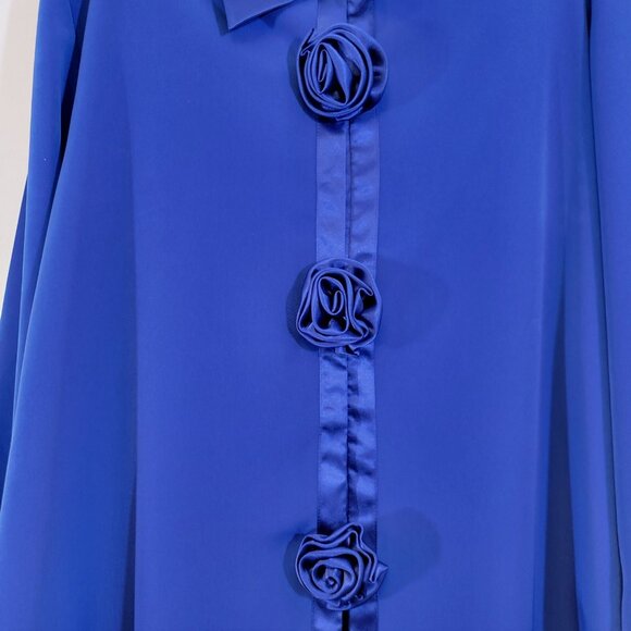 Christie & Jill Pajama Set Polyester‎ Button Up Shirt Blue Womens XL Vintage EUC - Picture 2 of 9